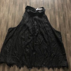 BCBG Cropped Highneck lace top